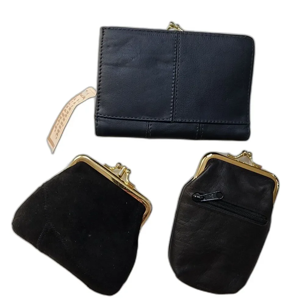 Vintage Genuine Leather Small Wallet & Coin Purse Lot (3 Pieces) - Picture 2 of 6